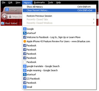 Delete Mozilla Firefox History