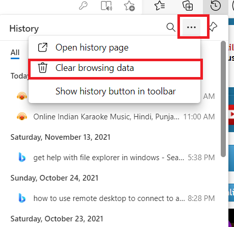 Delete History in Edge